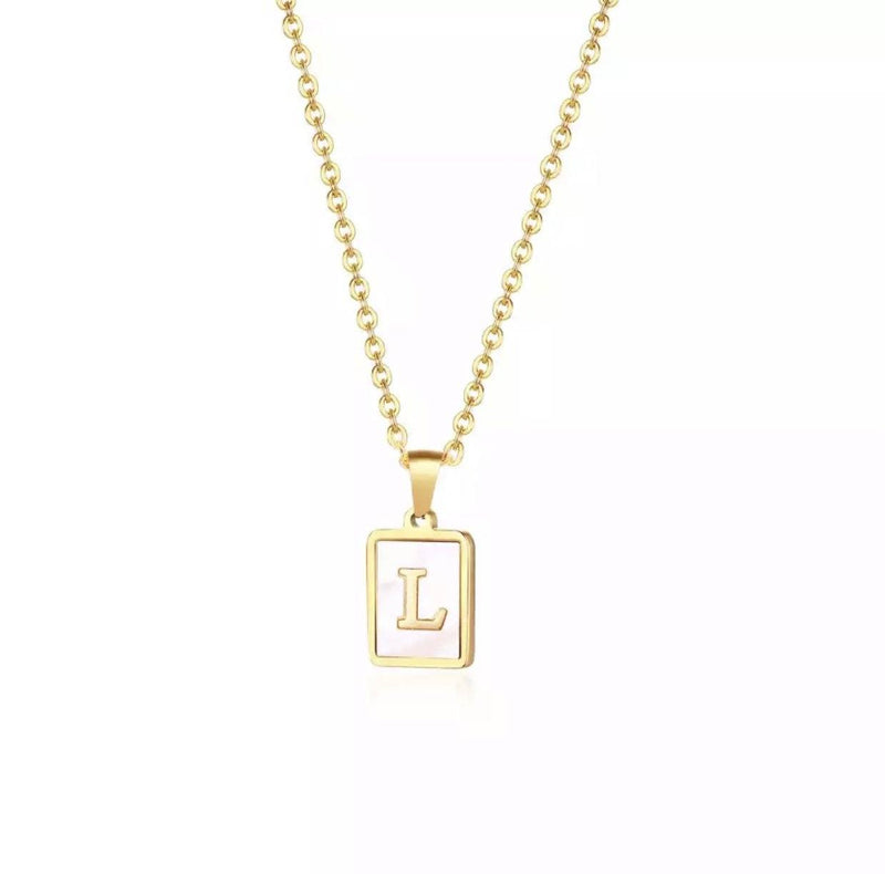 Gold Plated P Initial Necklace With Mother Of Pearl | Kasun | Wolf & Badger